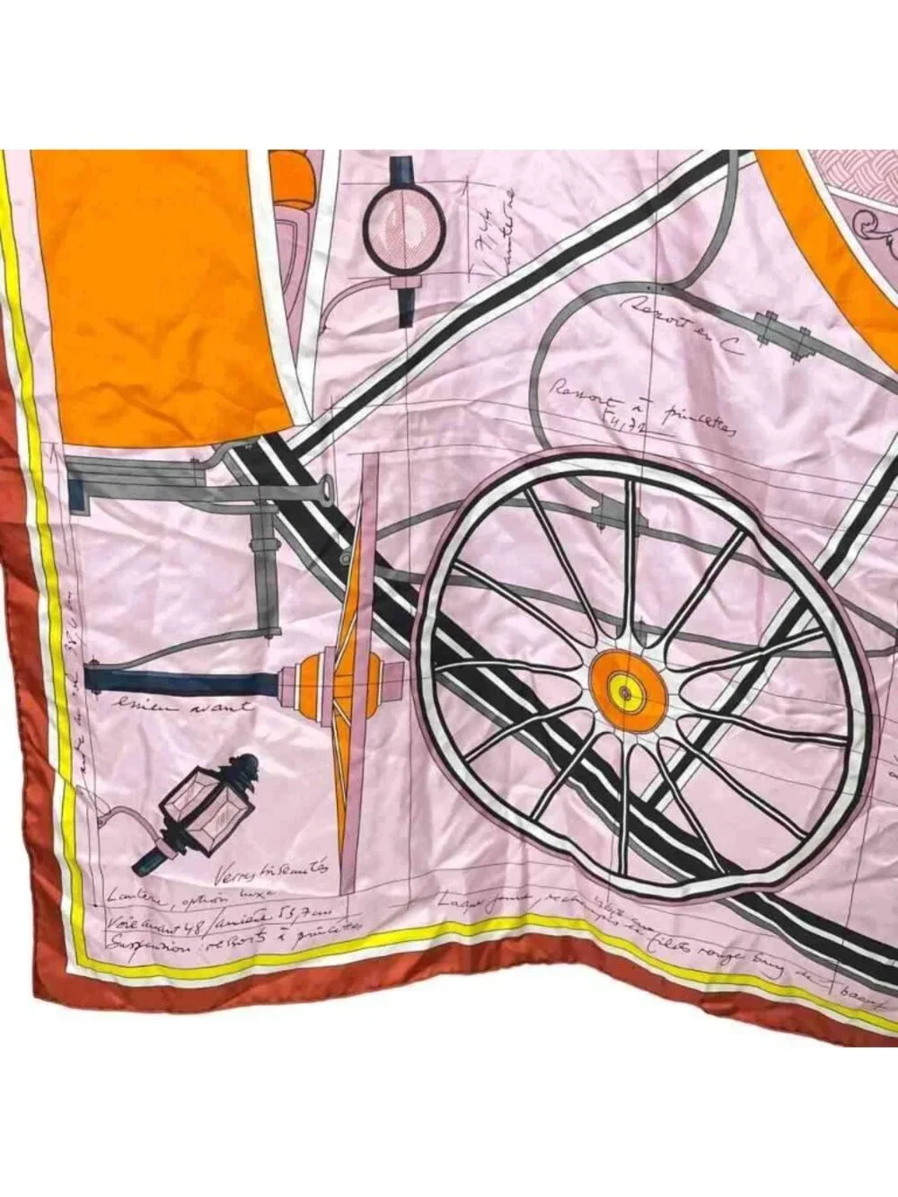Hermes Petit Duc Project de Voiture 140 Scarf Shawl Large Silk Orange
